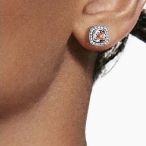 David Yurman Petite Stud Albion Red Carnelian Pave’ Diamond Earrings - Picture 8 of 8